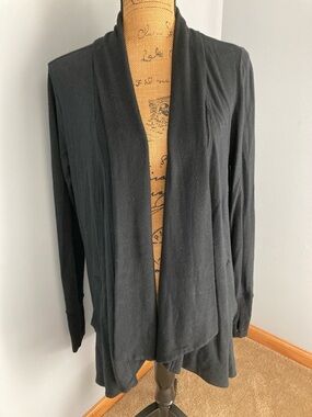 Athleta Open-Front Draped Black Cardigan Women Size Small